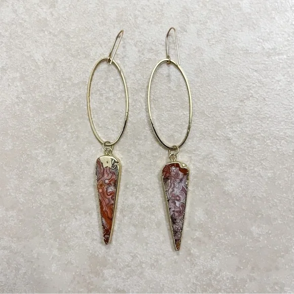 MANACULTURE Dangle Drop Earrings, handmade with genuine stone - Picture 2 of 7